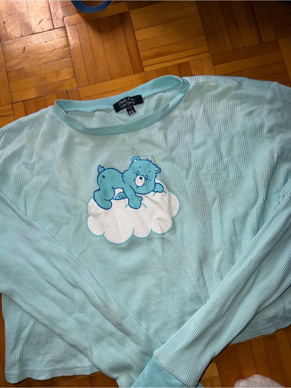 Dollskill x Care bears -Blue Long-Sleeve Top with Care Bears Cloud Graphic